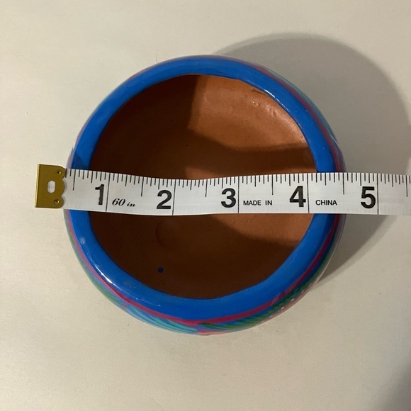 Handcrafted Terracotta Sun Trinket Dish Hand Painted Made In Mexico - Picture 6 of 6